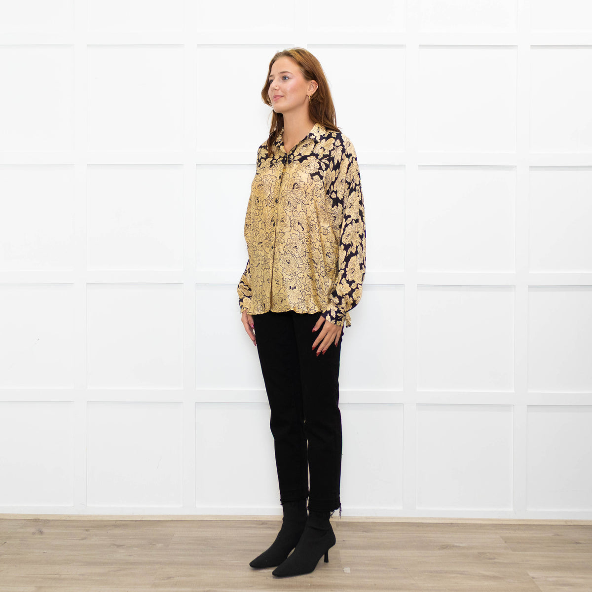 Mes Demoiselles Gold and Black Floral Blouse