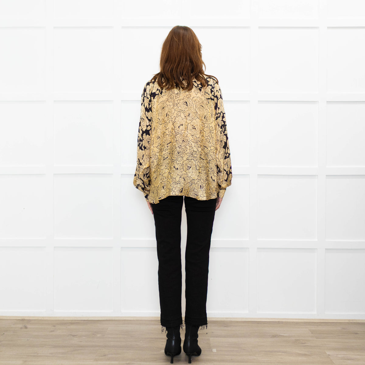 Mes Demoiselles Gold and Black Floral Blouse