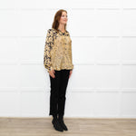 Mes Demoiselles Gold and Black Floral Blouse