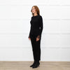Me + Em Black Lace Trim Cotton Long Sleeve Top