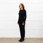 Me + Em Black Lace Trim Cotton Long Sleeve Top