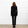Me + Em Black Lace Trim Cotton Long Sleeve Top