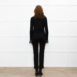Me + Em Black Lace Trim Cotton Long Sleeve Top