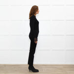 Me + Em Black Lace Trim Cotton Long Sleeve Top