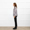 Project AJ 117 Cream Black Animal Print Ruffle Trim Blouse