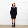 Andrew GN Black Silver Embellished Collar Puffed Sleeves Dress