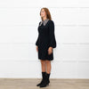Andrew GN Black Silver Embellished Collar Puffed Sleeves Dress