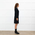 Andrew GN Black Silver Embellished Collar Puffed Sleeves Dress