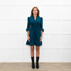 Aspiga Teal Stretch Corduroy Frill Trim Dress