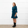 Aspiga Teal Stretch Corduroy Frill Trim Dress