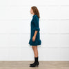 Aspiga Teal Stretch Corduroy Frill Trim Dress