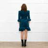 Aspiga Teal Stretch Corduroy Frill Trim Dress