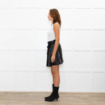 Red Valentino Black Leather Belted Skirt