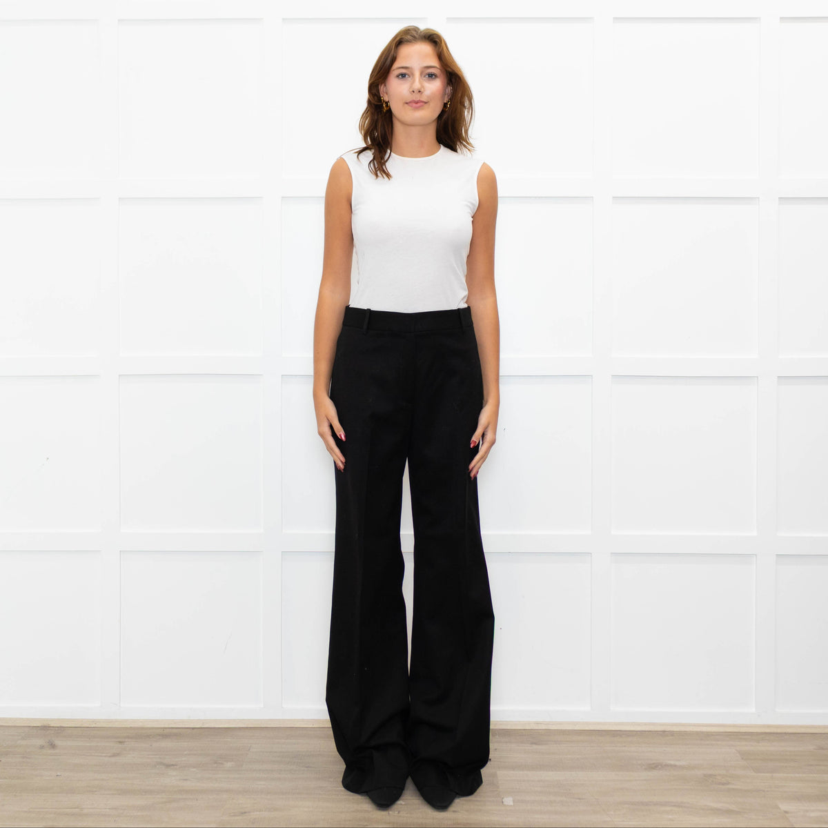 Nili Lotan Black Wool Wide Leg Trousers