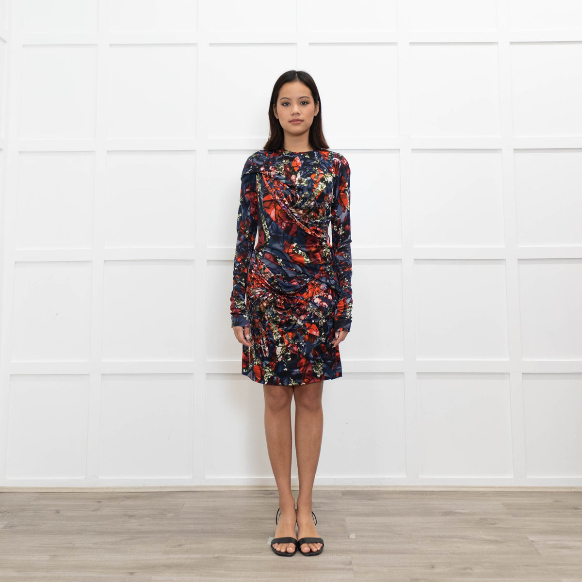 Peter Pilotto Red And Blue Pattern Long Sleeve Dress