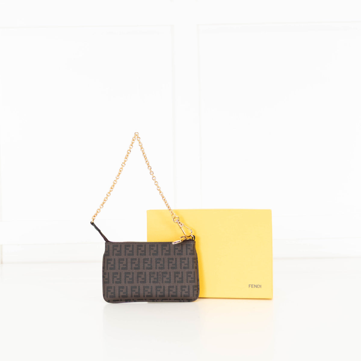 Fendi Zucchino Spalmati Chain Mini Flat Pochette