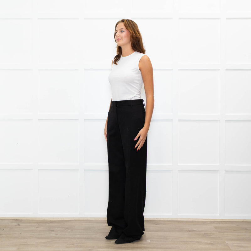 Nili Lotan Black Wool Wide Leg Trousers