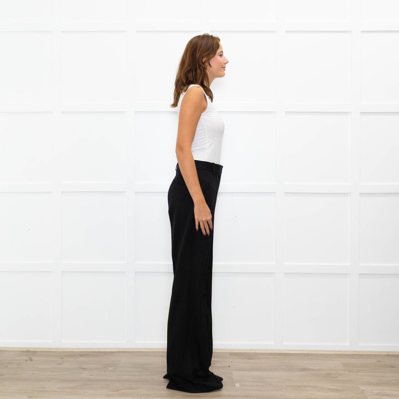 Nili Lotan Black Wool Wide Leg Trousers