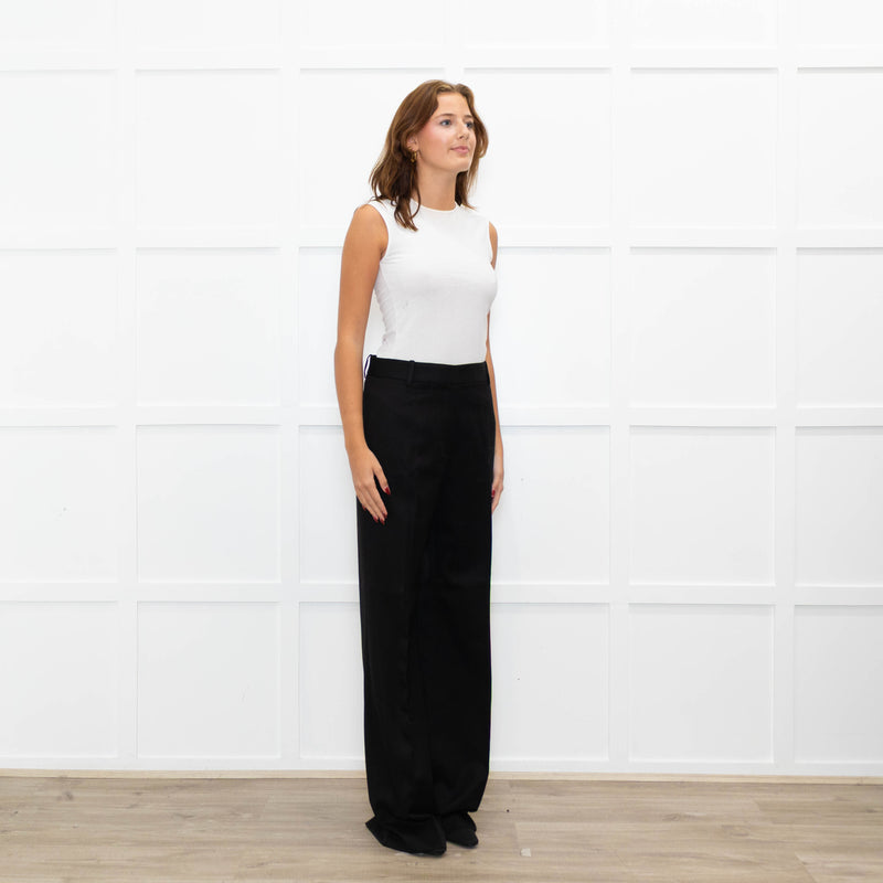 Nili Lotan Black Wool Wide Leg Trousers
