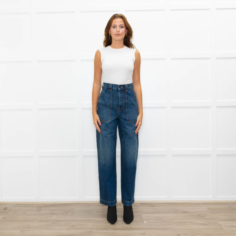 Khaite Blue Hewitt Large Pocket Front Jeans