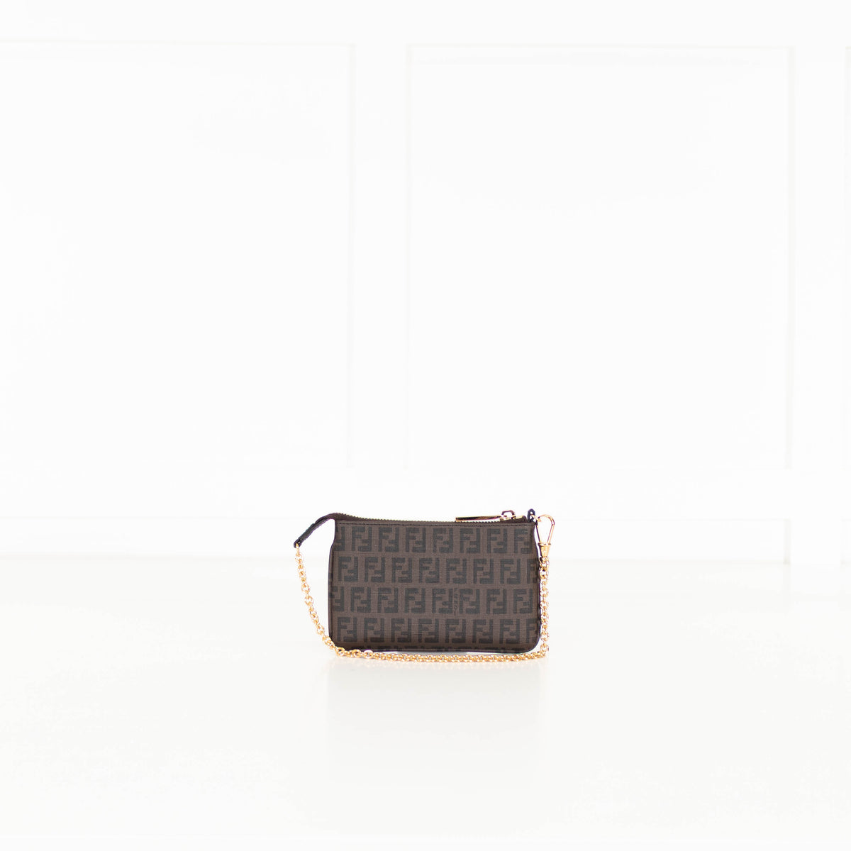 Fendi Zucchino Spalmati Chain Mini Flat Pochette