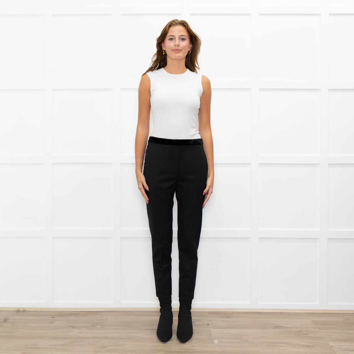 Sandro Black Velvet Waistband Trousers