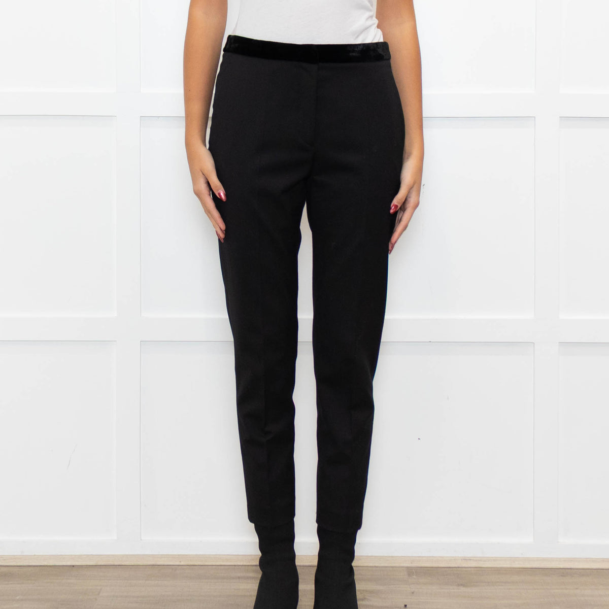 Sandro Black Velvet Waistband Trousers