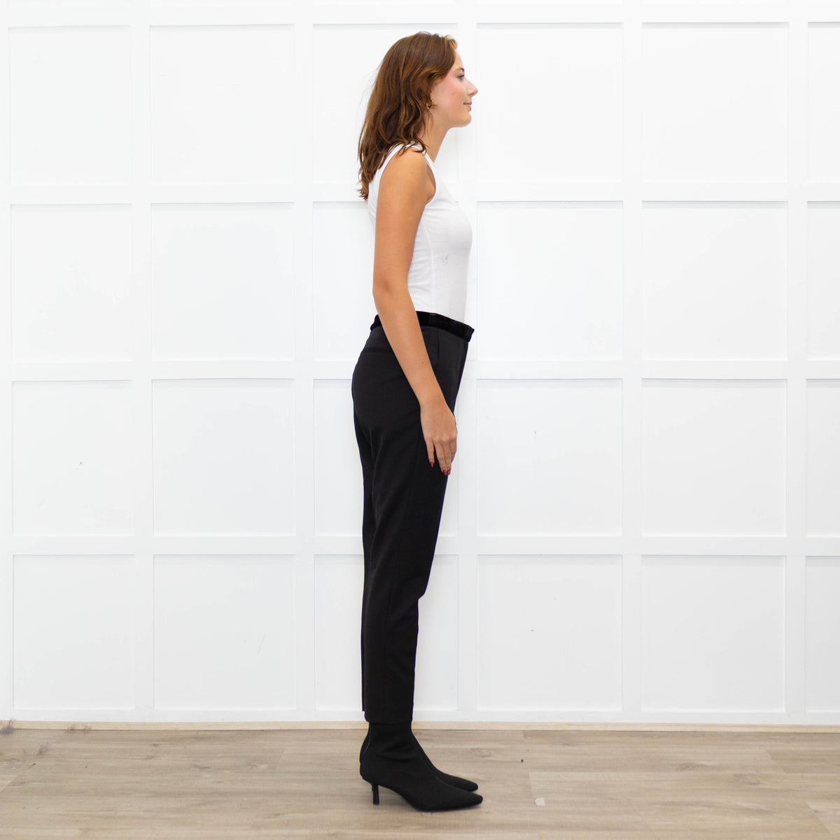 Sandro Black Velvet Waistband Trousers