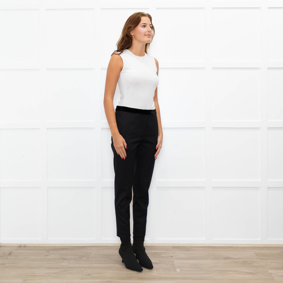 Sandro Black Velvet Waistband Trousers