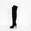 Jimmy Choo Black Suede Multi Jewelled Over The Knee Boots