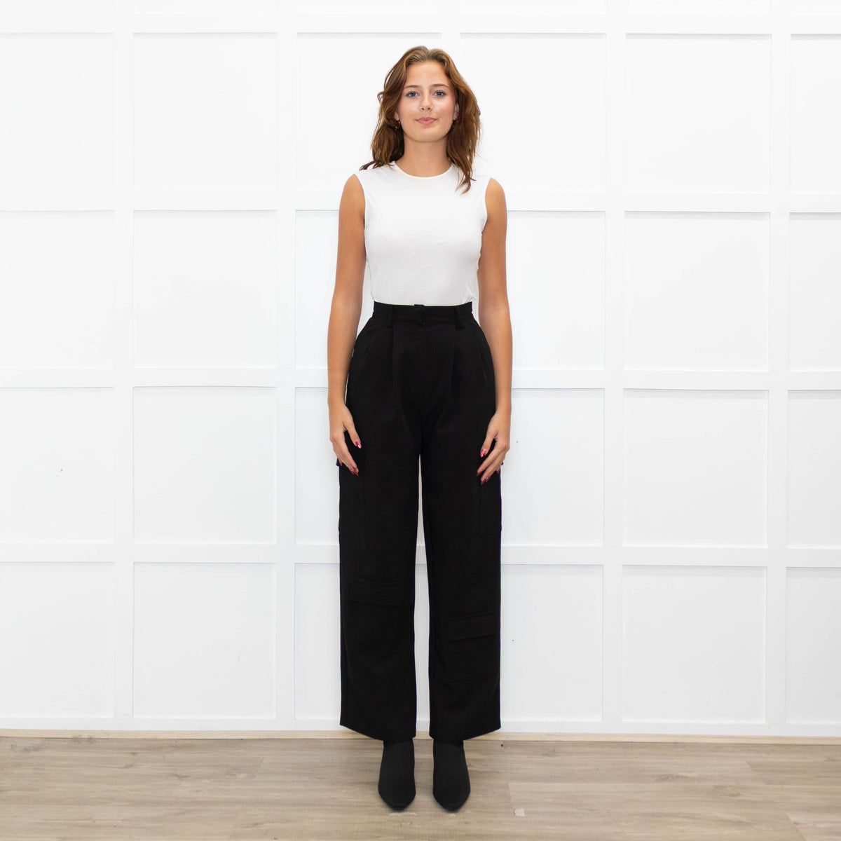 Bayse Black High Waisted Cargo Trousers