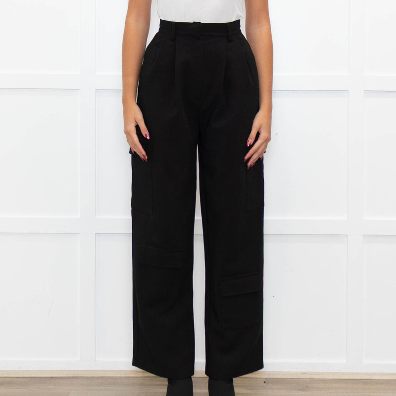 Bayse Black High Waisted Cargo Trousers