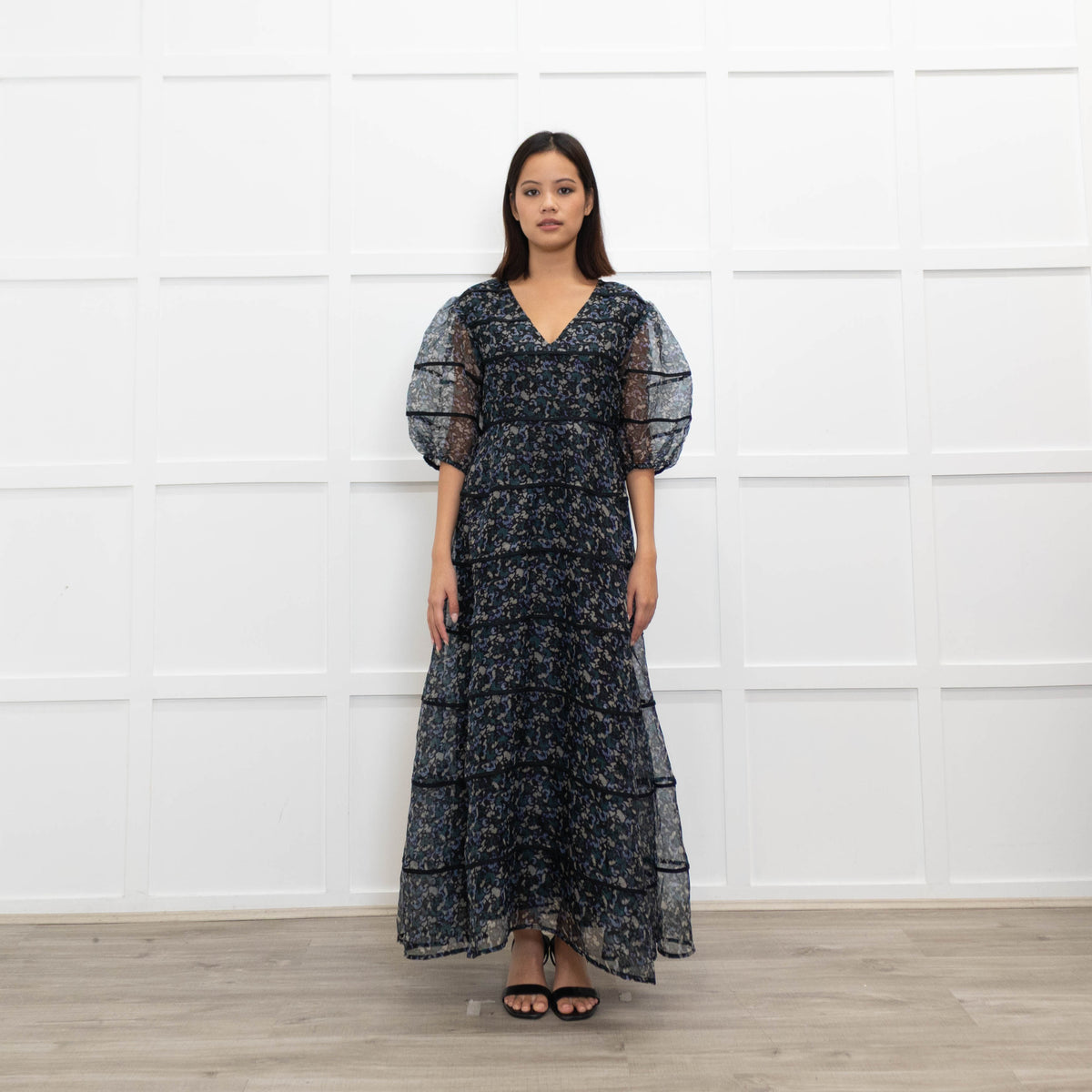 Merlette Astra Dress Mosaic Drift Print Green Blue Grey