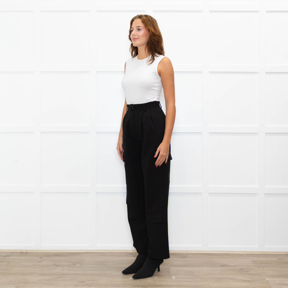 Bayse Black High Waisted Cargo Trousers