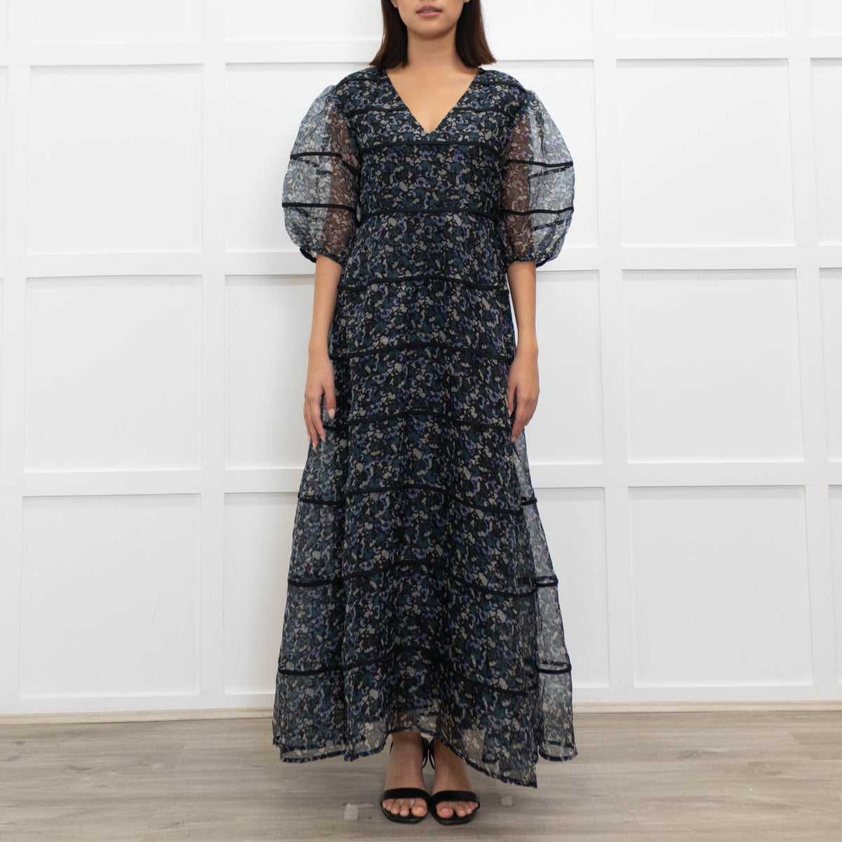 Merlette Astra Dress Mosaic Drift Print Green Blue Grey