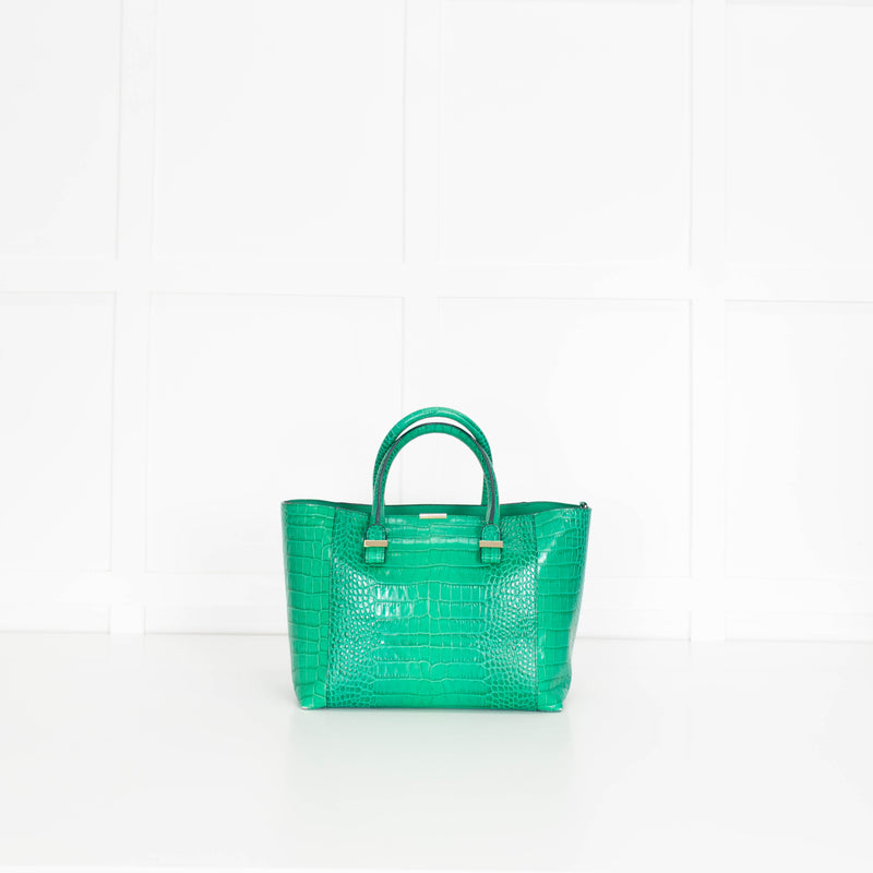 Victoria Beckham Green Liberty Croc Effect Tote Bag