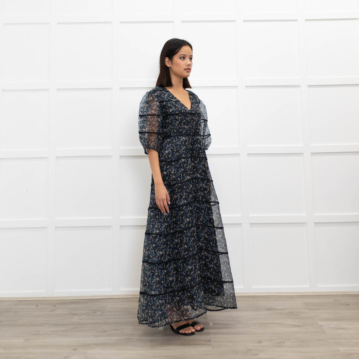 Merlette Astra Dress Mosaic Drift Print Green Blue Grey