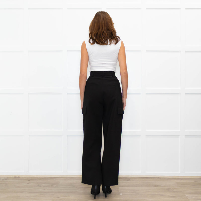 Bayse Black High Waisted Cargo Trousers
