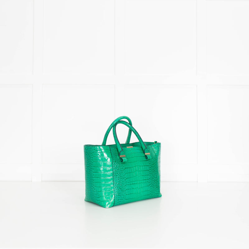 Victoria Beckham Green Liberty Croc Effect Tote Bag