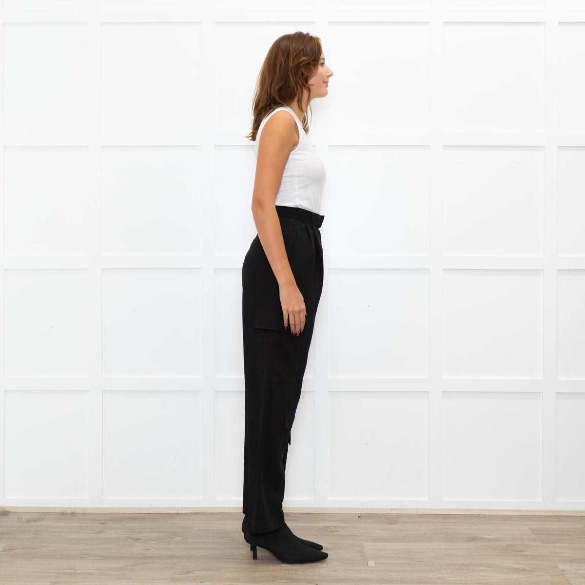 Bayse Black High Waisted Cargo Trousers