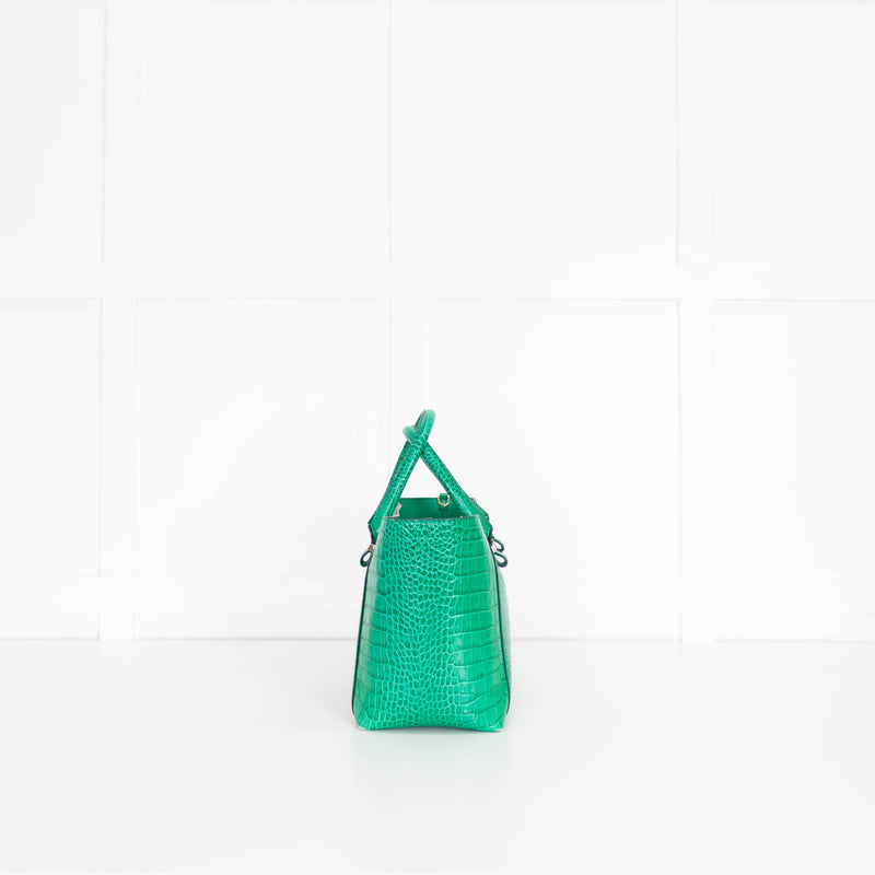 Victoria Beckham Green Liberty Croc Effect Tote Bag