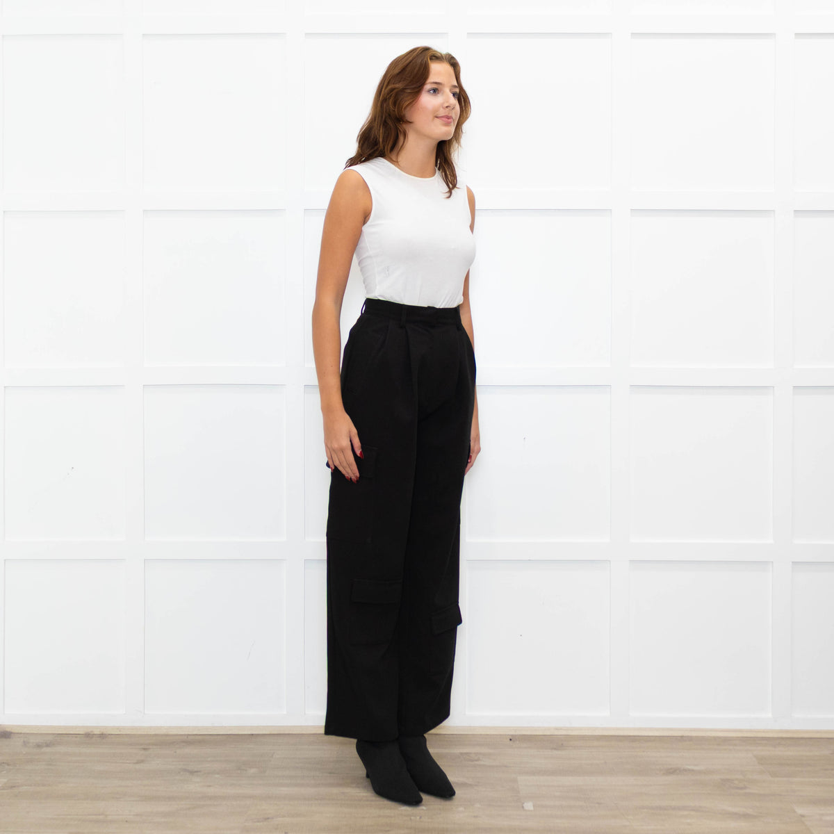 Bayse Black High Waisted Cargo Trousers