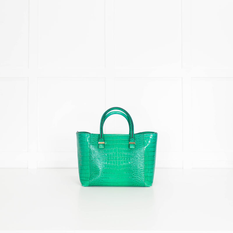 Victoria Beckham Green Liberty Croc Effect Tote Bag