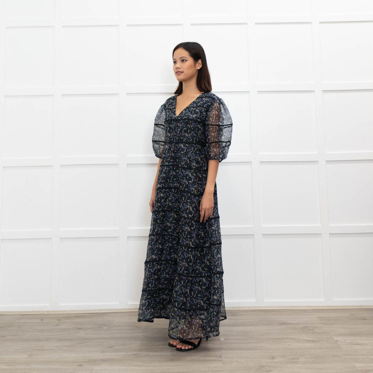 Merlette Astra Dress Mosaic Drift Print Green Blue Grey