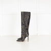 Paris Texas Green Camo Mock Croc Heeled Boots