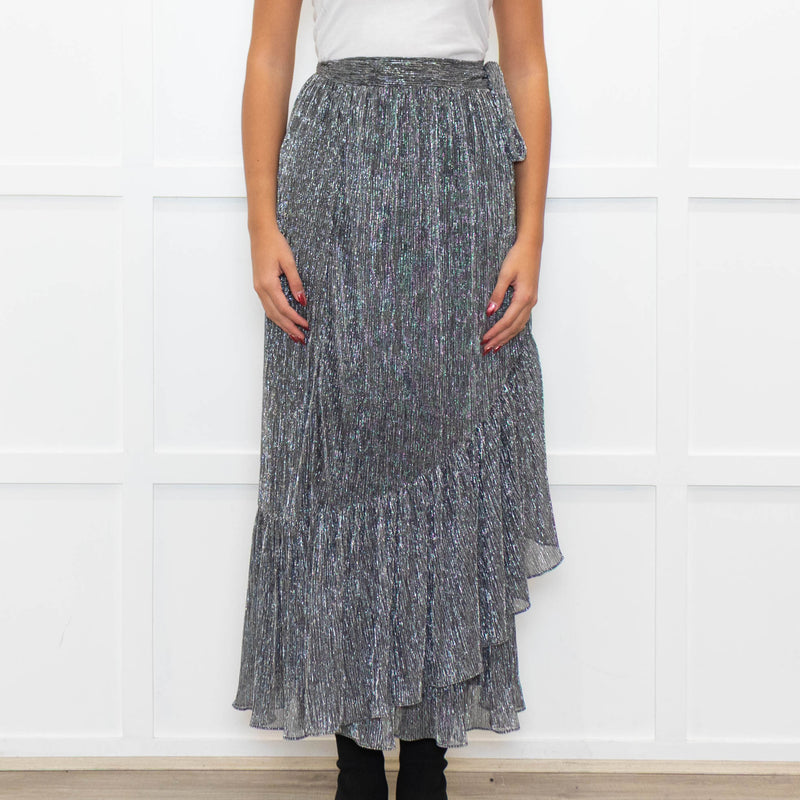 Suncoo Silver Lurex Wrap Skirt