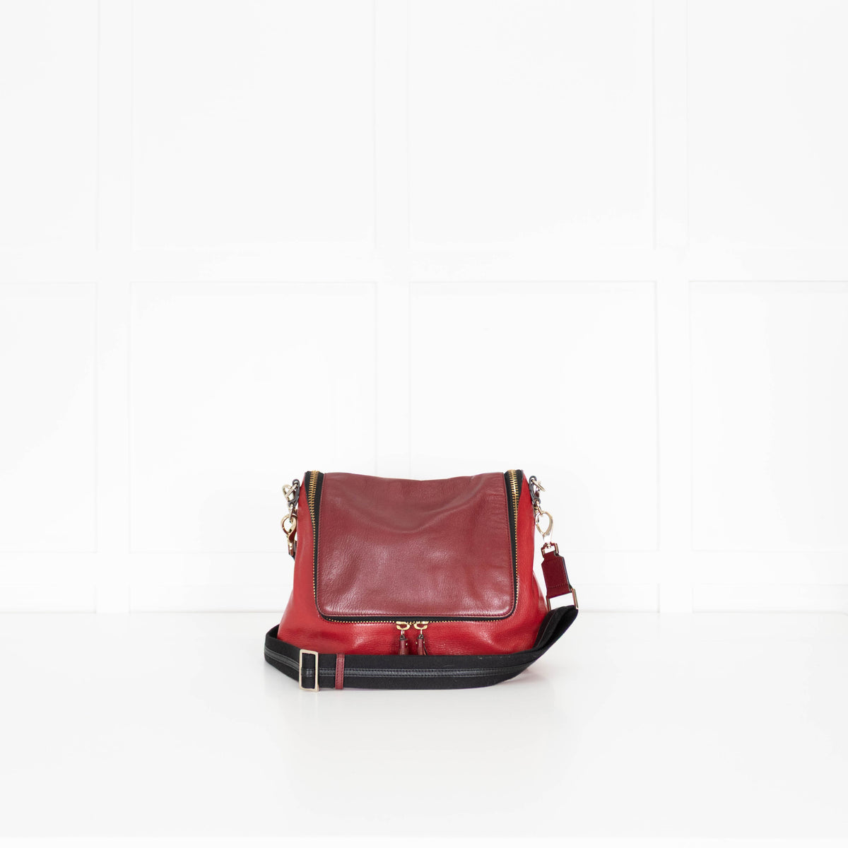 Anya Hindmarch Red Burgundy Maxi Zip Crossbody Leather Bag