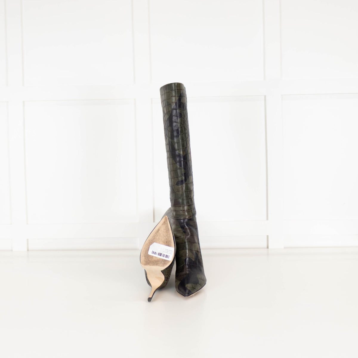 Paris Texas Green Camo Mock Croc Heeled Boots