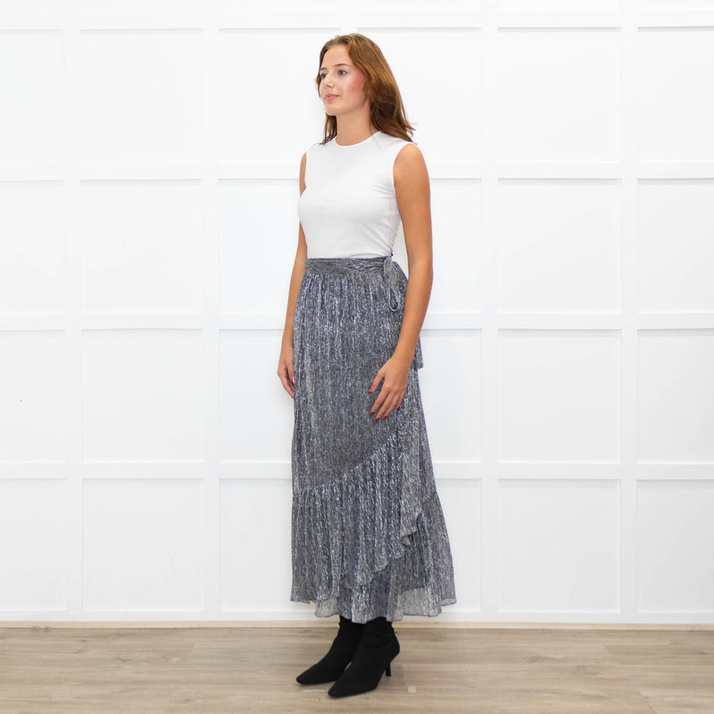 Suncoo Silver Lurex Wrap Skirt