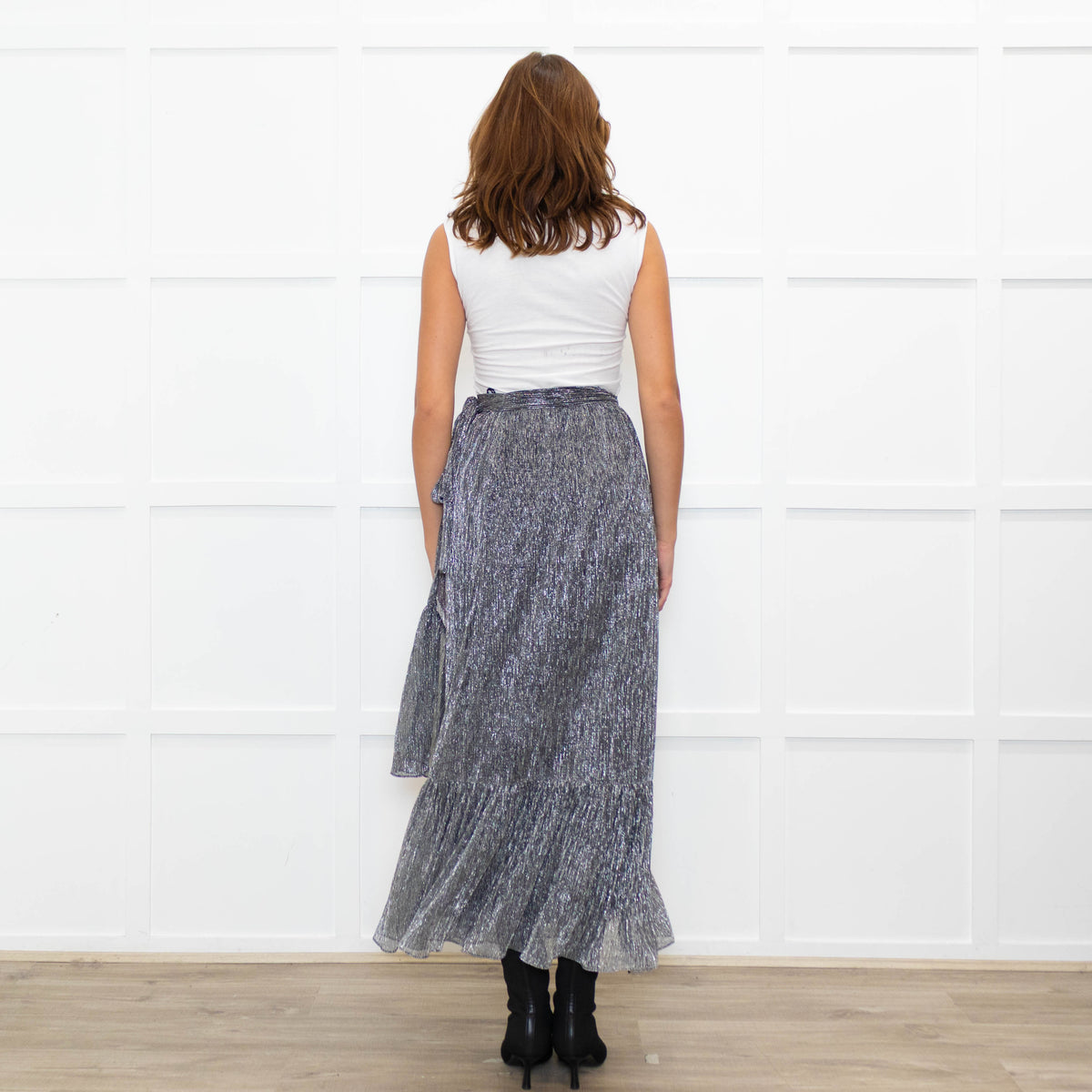 Suncoo Silver Lurex Wrap Skirt